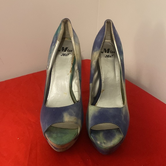 "Miss Me" Green And Blue Platform Shoes - Size 10 - Picture 2 of 8